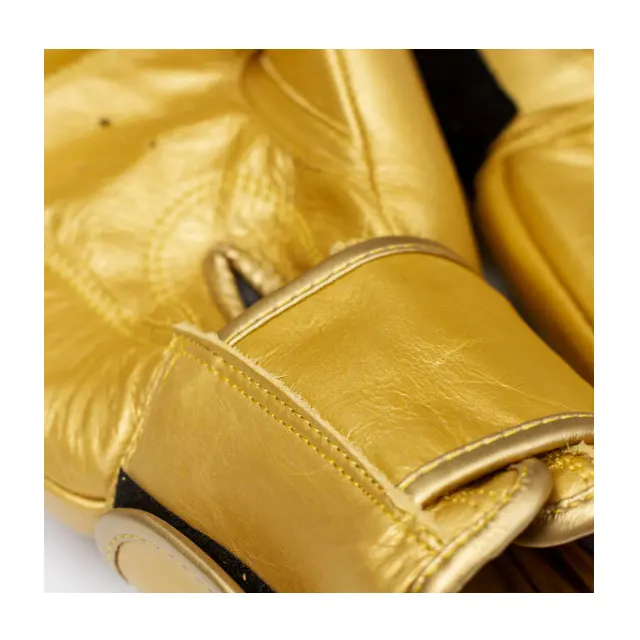 Altın renkli özel PU deri kumaş fabrika fiyatları üzerinde toplu miktarda boks eldiveni yapılan