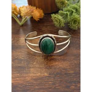 Alex Begay <b>Malachite</b> & Sterling Silver Fashion Cuff <b>Bracelet</b> - Product Image 1