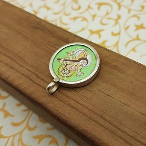 925 argent fabriqué à la main seigneur Saraswati oeuvre pendentif cadres en verre Unique peint à la main fêtes de mariage spirituelles anniversaires - Product Image 2