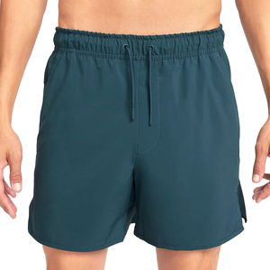 Mens teal running <b>shorts</b> <b>with</b> side slit <b>zipper</b> <b>pocket</b> breathable quick dry lightweight gym training workout wear - Product Image 2