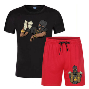 Ensemble de jogging pour homme, t-shirt à manches courtes et short, style vintage été 2025, pour la salle de sport, la course à pied, le sport, surdimensionné, respirant, 100% coton - Product Image 6