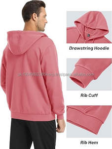 Trendy Cotton <b>Fleece</b> <b>Hoodie</b> With Zipper Unisex Loose Fit Street Style Casual Sweatshirt - Product Image 2