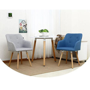 Chaise de café tissée GCFC017 Vi B en tissu uni avec pieds en bois de chêne - Product Image 2