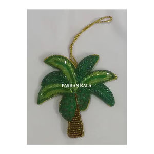 Zari Hand Embroidery Beaded Tree Christmas Ornament - Product Image 1