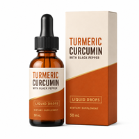 Complément Liquide de Curcuma et Curcumine OEM 50ml avec Extrait de Poivre Noir pour une Biodisponibilité Maximale et le Soutien Articulaire ODM