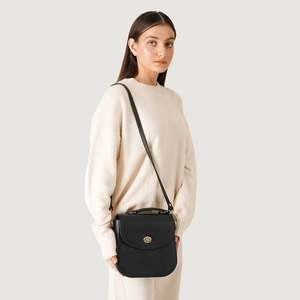 Sandra Summer Fashion Lady's <b>Black</b> Leather Saddle <b>Bag</b> - Product Image 2