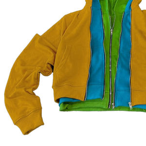 Fabricantes de sudaderas con capucha para ropa personalizada de algodón de peso pesado French Terry Street Sudadera con capucha con cremallera de tres capas para hombres - Product Image 4