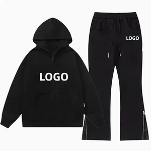 Vente en gros de sweats à capuche surdimensionnés noirs délavés à l'acide 500 GSM ensemble de pantalons de survêtement et de sweat à capuche délavés au soleil - Product Image 1