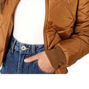 Women's Eco-Friendly <b>Short</b> Length Long <b>Sleeve</b> PU Shell Bomber <b>Jacket</b> with 100% Polyester Lining Lightweight Winter Casual - Product Image 5