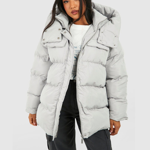 Chaqueta de plumón personalizada de alta calidad, chaqueta de plumón acolchada de burbujas transpirable para mujer con capucha, chaqueta acolchada para mujer - Product Image 4