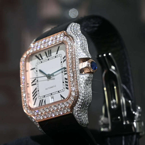 <span class=keywords><strong>Orologio</strong></span> di Lusso Moissante VVS con Gioielli Incastonati, Movimento Meccanico, Lunetta Bicolore Rosa, Cinturini in <span class=keywords><strong>Pelle</strong></span> e Acciaio Inossidabile - Product Image 2