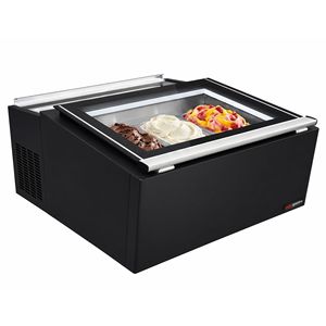 Commercial Countertop Ice Cream Display Freezer 772 mm Static Cooling for 3 5 L Napoli <b>Pans</b> <b>Lid</b> Opening on Service - Product Image 1