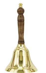 Campana de mesa de latón hecha a mano con acabado pulido brillante Forma redonda Último diseño con mango de madera Excelente calidad para regalo - Product Image 5