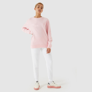 Prix usine rose clair encolure côtelée femmes sweat côtelé poignets ceinture femmes sweat et sweats à capuche d'entraînement pour les femmes - Product Image 5