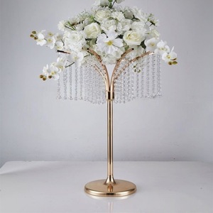 Support à fleurs moderne en métal doré, centre de table en acrylique et <span class=keywords><strong>cristal</strong></span> pour mariage, <span class=keywords><strong>d</strong></span>écoration de table pour fête et mariage - Product Image 5