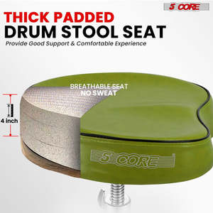 5 Core <b>Drum</b> Throne 4 Padded Guitar Stool Drummer Chair Adjustable Musician Seat - Product Image 2
