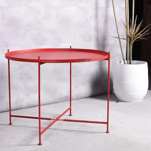 Mesa auxiliar redonda plegable de metal, mesa decorativa de bandeja para sofá, impermeable y antioxidante, uso de aperitivos para interiores y exteriores - Product Image 5