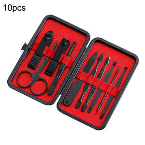 Lot de 10 mini-outils de manucure et de toilettage en acier inoxydable avec étui en PU noir (M006) - Vente Flash - Product Image 3