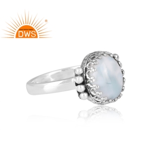 Bague empilable en argent sterling oxydé avec pierre précieuse naturelle Larimar, best-seller pour femme, bijoux tendance personnalisés pour soirée - Product Image 2
