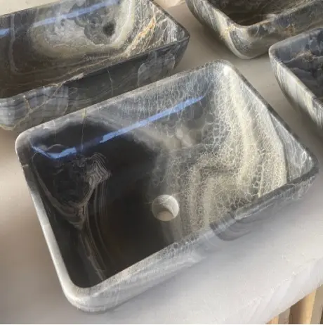 Lavabo de baño de ónix natural-Lavabo de encimera moderno-Listo para enviar