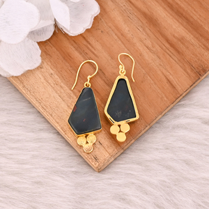 Piedra preciosa de ágata de sangre, pendientes bohemios de diseñador hechos a mano, colgante de Latón chapado en oro amarillo, joyería de moda para mujer - Product Image 4