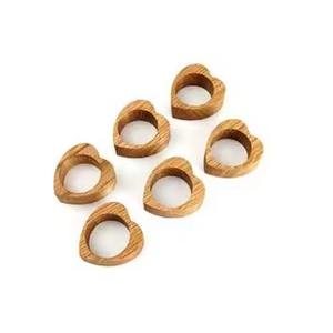 Anneau de serviette en bois en forme de cœur, design rond, décoration de banquet de mariage, vaisselle - Product Image 1