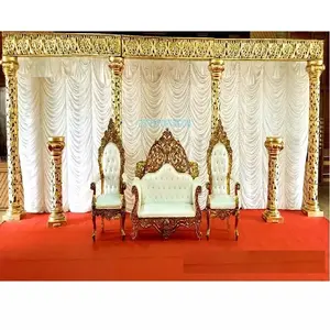 Pilar tallado dorado de estilo abierto, escenario de boda de estilo abierto, de estilo indio, para bodas - Product Image 1