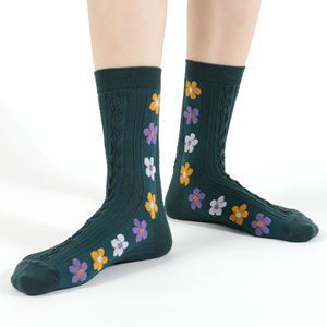 Calcetines de Algodón para Mujer Kikiya, Calcetines Casuales Transpirables de Punto, Diseño Floral Novedoso, Diseño Bonito para Uso Diario - Product Image 3
