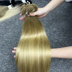 Penjualan Terbaik grosir rambut pemutih kualitas tinggi ujung datar rambut mentah: warna dan gaya kustom, stok besar rambut Virgin Remy 100%