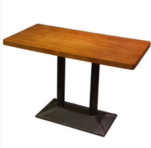 Ensemble de table ronde en fer moderne de 2 pièces avec revêtement en poudre noire en bois et en bas à emballage imbriqué fini - Product Image 2