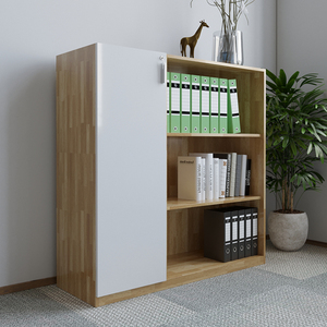 Contemporary 120x120cm 3-Tier Rubber Wood Filing Cabinet Lockable Movable Adjustable One Side Door-for Office Workshop THS68016 - Product Image 3