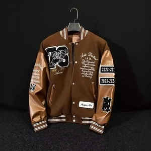 Chaqueta Bomber Vintage de Lona para Hombre, con Capucha, Resistente al Viento, con Estampado Personalizado en la Parte Delantera, Estilo Béisbol, Venta al Por Mayor - Product Image 5