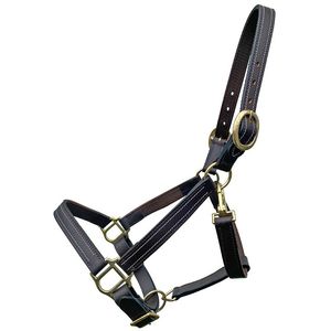 Cabestro de cuero marrón hecho de cuero de calidad en capas sobre nylon, que le da la flexibilidad del nylon - Product Image 1