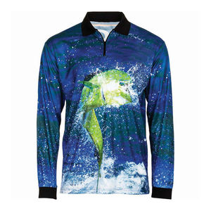Polo de pêche personnalisé de haute qualité à manches longues chemises à séchage rapide UV pour hommes polos de pêche à sublimation respirants - Product Image 1