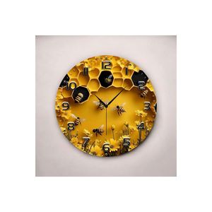 Horloge murale de table en bois à motif d'abeille en relief et impression couleur 50cm cadeau de numéro silencieux à la recherche d'un décor à la maison unique - Product Image 6