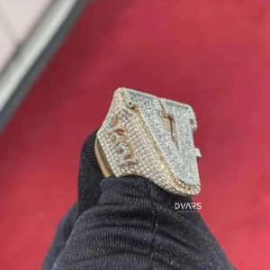 Anillo de Compromiso y Aniversario para Hombre, Estilo Hip Hop, Plata de Ley 925, con Moissanita VVS, Chapado en Oro Amarillo, Perfecto - Product Image 3