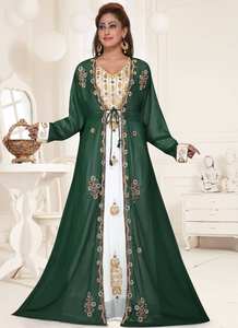 Último hecho a mano Dubai Jilbab exclusivo pesado con cuentas Abhaya Kaftan para boda Dubai marroquí Vestido de estilo musulmán - Product Image 2