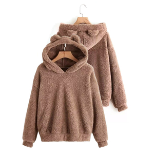 เสื้อฮู้ดดี้บุขนสำหรับผู้ชายขายดี สีน้ำตาล แบบสวมหัว ไซส์ใหญ่ กันลมและระบายอากาศได้ดี เหมาะสำหรับกิจกรรมกลางแจ้ง บริการ OEM - Product Image 3