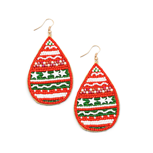 Regalo de Navidad Camas de semillas Pendientes de bordado DIY Cuentas de semillas Bordado Pendientes de Navidad Pendientes de cuentas vintage - Product Image 5