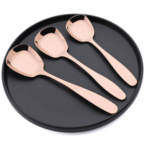 Ensemble d'ustensiles en métal d'acier inoxydable poli mat argenté fort avec poignée en boucle cuillère pour mariage occidental et utilisation au restaurant - Product Image 2