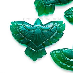 พลอยแกะสลักรูปนกอินทรีสีเขียว AAA, พลอยธรรมชาติรูปนกอินทรีสีเขียว, พลอยแกะสลักแบบหลวมสำหรับทำจี้, ขนาด 40 มม. ลดราคา - Product Image 2