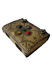 สมุดโน๊ตหนังแท้สีถ่านปกแข็งฝังพลอย<span class=keywords><strong>5</strong></span>ชิ้นงานตามสั่งพร้อมกระดาษขอบเดเคิลแฮนด์เมด - Product Image 2