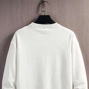 StreetWear brodé personnalisé sweat-shirt blanc de luxe lourd 100% coton sweat-shirt à col rond uni pour hommes - Product Image 5