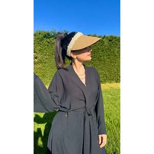 Camel Pearl Detailed Stylish <b>Straw</b> <b>Visor</b> Hat Oval Design Summer Accessory HSR2086 - camel2086 - Product Image 3
