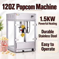 Machine à Popcorn Commerciale 12oz Électrique en Acier Inoxydable de Comptoir avec Contrôle Numérique de la Température pour Cinéma et Théâtre