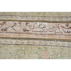 Alfombra Pequeña Vintage de 1.7x4.6 pies, Alfombra Turca de Lana con Diseño Floral Verde - Product Image 4