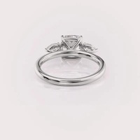 Anillo de Compromiso y Boda Vintage con Tres Piedras de Diamante Cultivado en Laboratorio con Corte Cojín, Certificado por IGI, Oro Amarillo/Blanco/Rosa de 9K