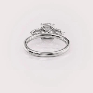 IGI Certified Cushion Cut Lab Grown Diamond Three Stone Vintage Engagement Wedding <b>Ring</b> 9K Yellow/White/Rose Gold Diamond - Product Image 4