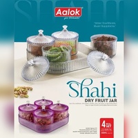 Set Wadah Buah Kering Modern Ramah Lingkungan 4 Buah Merek Shahi, Baki, Wadah Plastik Transparan Tahan Lama untuk Kacang, Cokelat di Dapur