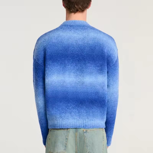 เสื้อสเวตเตอร์ถักแบบสวมหัวของผู้ชายคอตตอนลายทางปักโลโก้ป้องกันการหดตัวและระบายอากาศ - Product Image 3